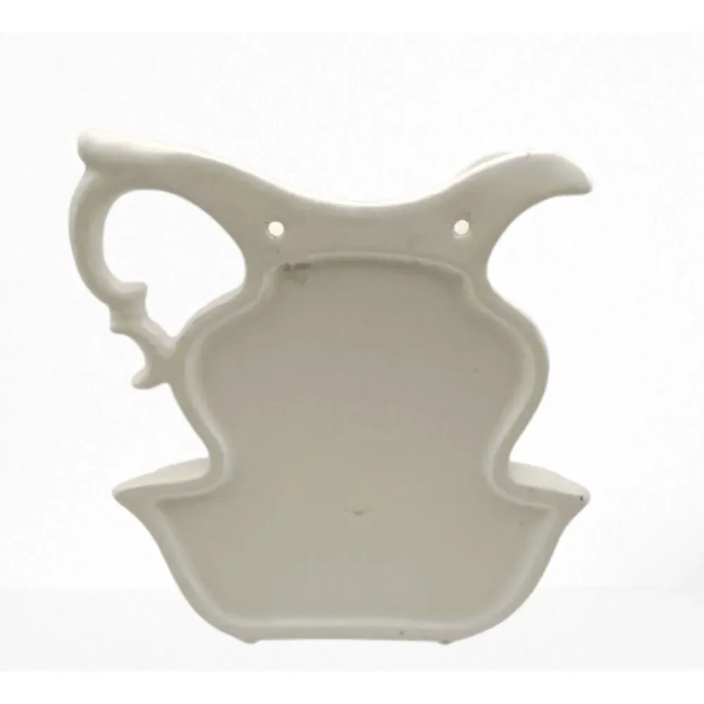 Vintage White Ceramic Pitcher Bowl Pocket Wall Planter